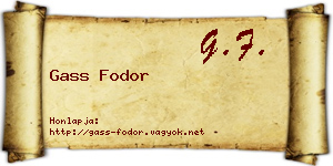 Gass Fodor névjegykártya